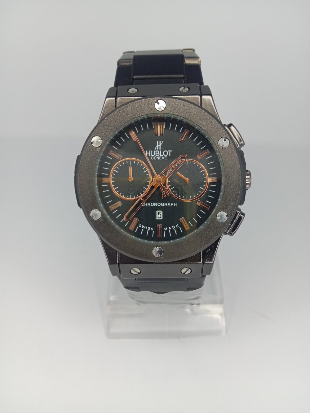 Hublot Black Dial Watch with Copper Accents